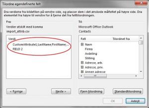 Importere kontakter til Outlook 2013 fra .csv-fil