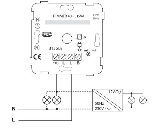 Koblingsskjema dimmer led