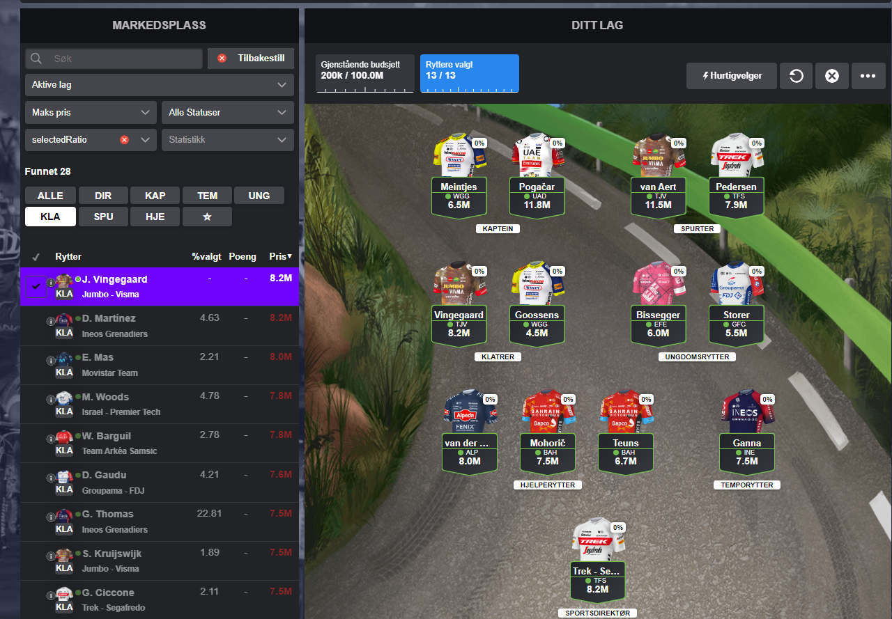 Tour de France Fantasy 2022 TV2 Tourmanager Sykkel Diskusjon.no
