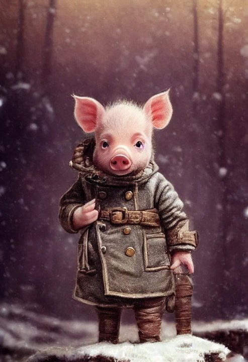 Tiny cute and adorable piglet adventurer dressed in.jpg