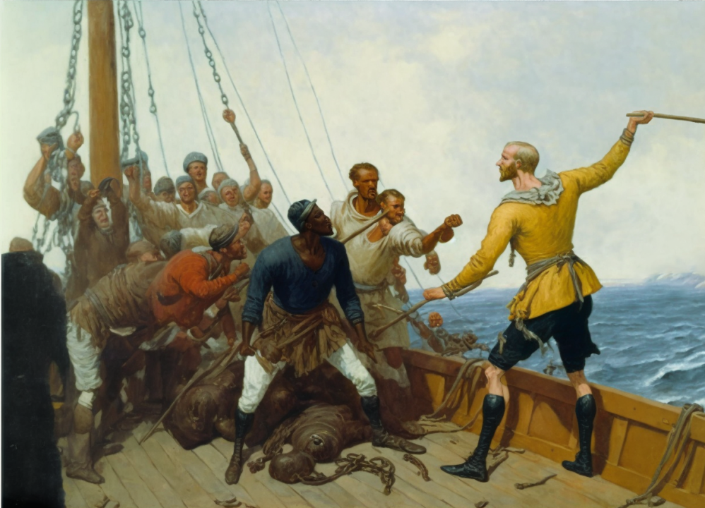Olsnes_white_man_whipping_black_man_they_are_on_a_vikingship_8e8f4458-223d-4d3e-9b8d-3f370cf6a711.png